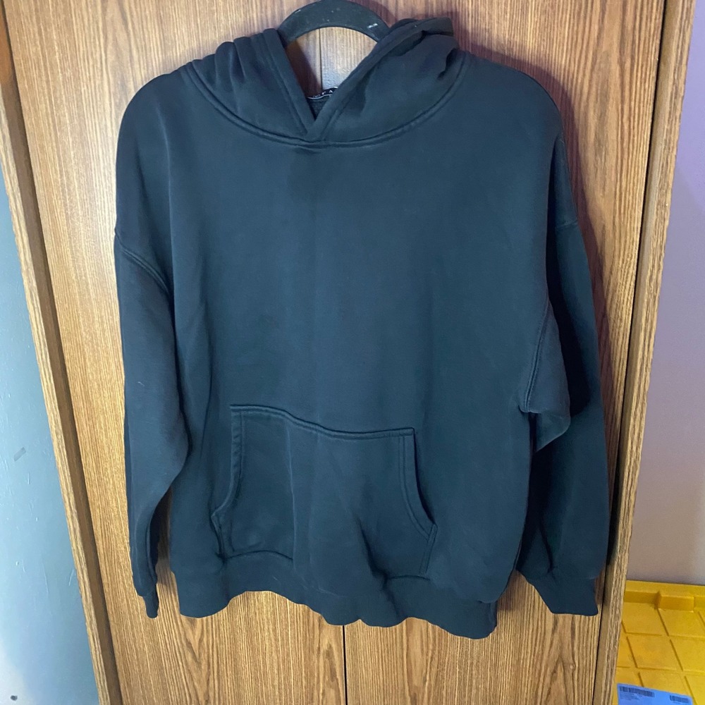 EFAN Hoodie Women Size S Black Oversized Fleece Pullover Sweatshirt